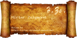 Hirter Zsigmond névjegykártya